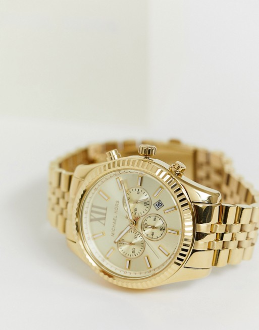 Michael Kors MK8281 Lexington gold chronograph watch | AS