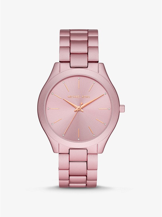 Oversized Slim Runway Pink-tone Aluminum Watch | Michael Ko