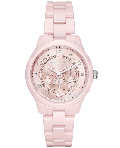 Michael Kors Women's Runway Pink Ceramic Bracelet Watch 38mm .