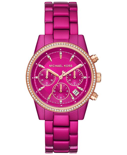 Michael Kors Women's Chronograph Ritz Electric Pink Stainless .