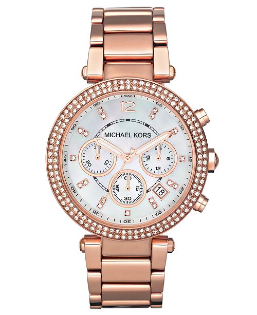 Michael Kors Women's Chronograph Parker Rose Gold-Tone Stainless .