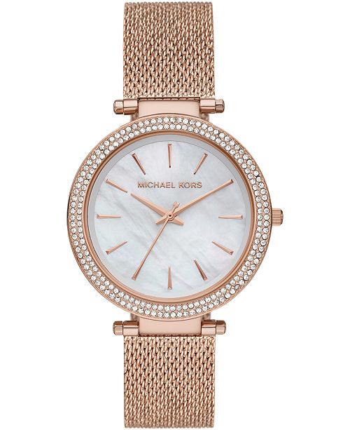 Michael Kors Women's Darci Rose Gold-Tone Stainless Steel Mesh .