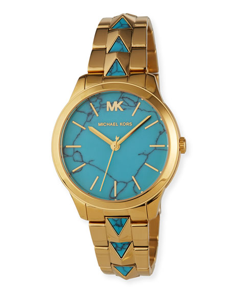 MICHAEL Michael Kors 38mm Runway Mercer Bracelet Watch, Turquoise Bl