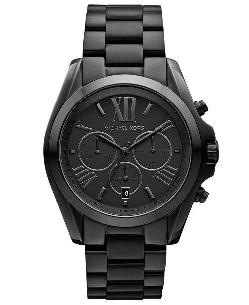 Michael Kors Women's Chronograph Bradshaw Black Ion Plated .