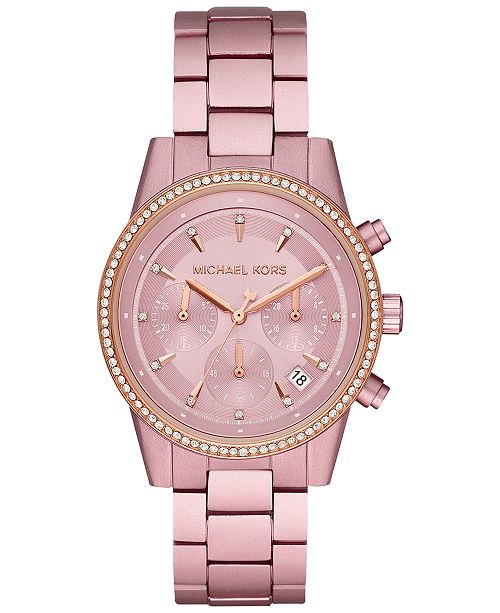 Michael Kors Women's Chronograph Ritz Pink Aluminum Bracelet .