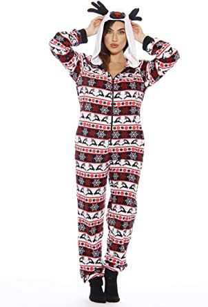 Amazon.com: Just Love Holiday Reindeer Adult Onesie Pajamas: Clothi