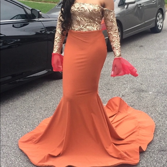 Crissy Couture Dresses | Gold Orange Prom Dress | Poshma