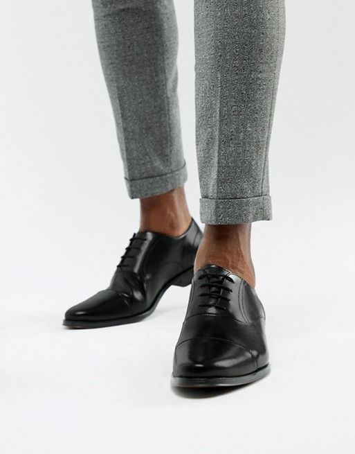 ASOS DESIGN oxford shoes in black leather with toe cap | AS