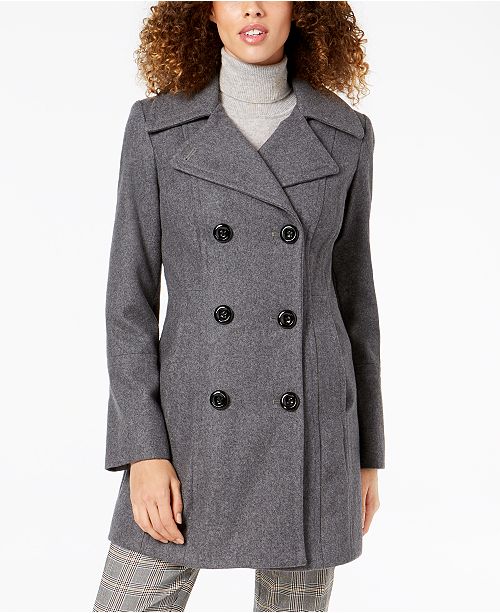 Anne Klein Double-Breasted Peacoat & Reviews - Coats - Women .