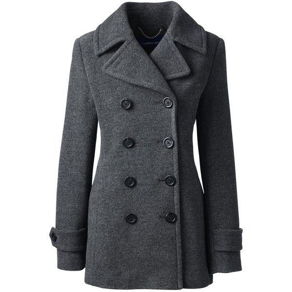 Lands' End Women's Petite Wool Peacoat found on Polyvore featuring .
