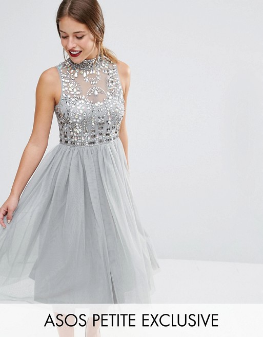 ASOS PETITE Mesh Prom Dress with Embellished Bodice | AS