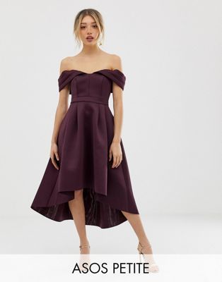 ASOS Petite Bardot Cold Shoulder Dip Back Midi Prom Dress | ASOS .