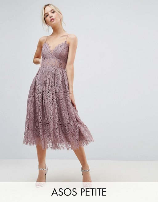 ASOS PETITE Lace Cami Midi Prom Dress | AS