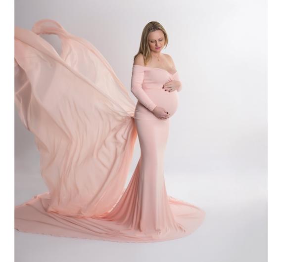 Maternity Dress Pink-Long Sleeve Maternity Gown for Baby | Et