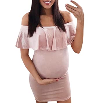 Amazon.com : Women's Ruffle Off Shoulder Maternity Dress .