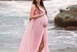 EMMA Maternity Gown, Chiffon Dress, Maxi Dress, Front Split .