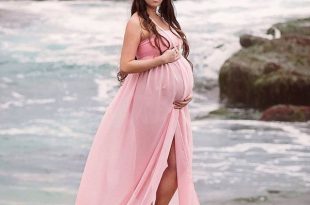 EMMA Maternity Gown, Chiffon Dress, Maxi Dress, Front Split .