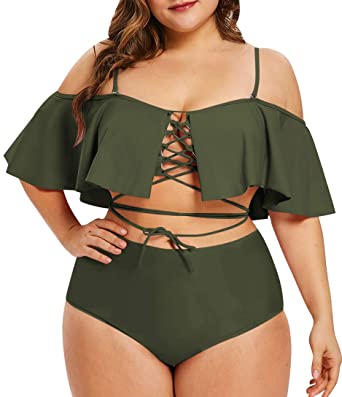 Amazon.com: Sovoyontee Women's Plus Size Swimwear Two Piece High .