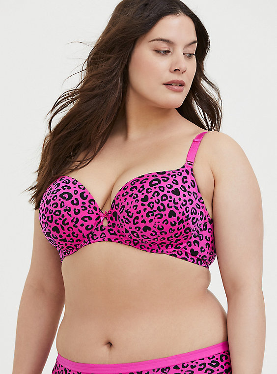 Plus Size - Hot Pink Leopard Heart 360° Back Smoothing™ Lightly .