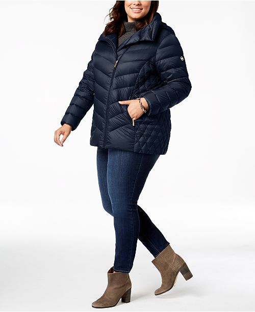 Michael Kors Plus Size Hooded Down Puffer Coat, Created for .