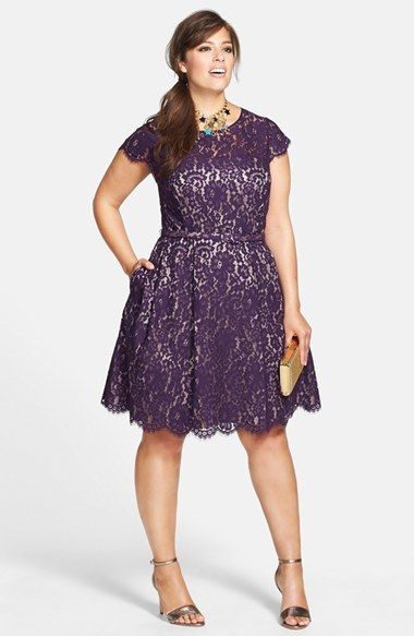Eliza J Belted Lace Fit & Flare Dress (Plus Size) | Plus size .
