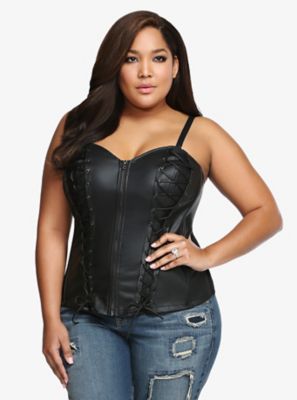 Tripp Faux Leather Lace-Up Corset Top | Plus size corset tops .