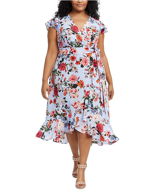 Vince Camuto Plus Size Floral-Print Faux-Wrap Dress & Reviews .