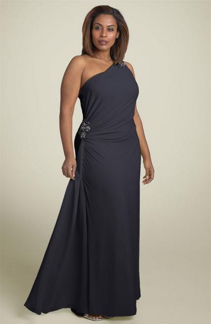 One Shoulder Plus Size Evening Gown - Darius Cordell Fashion L