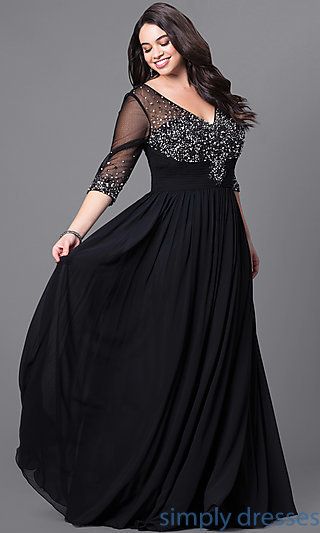 Formal Plus-Size Floor-Length V-Neck Dress | Plus size evening .