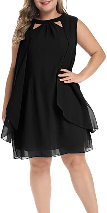 LALAGEN Womens Summer Chiffon Sleeveless Plus Size Cocktail Party .