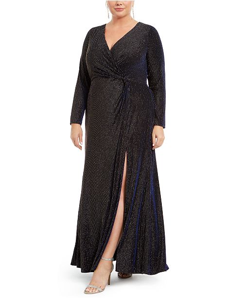 R & M Richards Plus Size Metallic Surplice Gown & Reviews - Dress