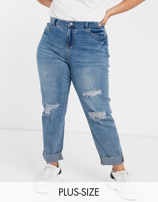 Urban Bliss Plus straight leg jeans with rips | AS