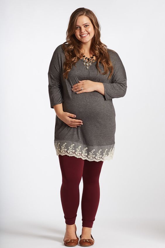Charcoal-Lace-Trim-Plus-Size-Maternity-Top | Maternity clothes .