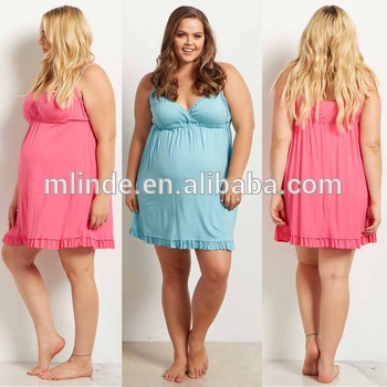 Maternity Clothes Mint Ruffled Trim Plus Size Maternity Sleep Midi .