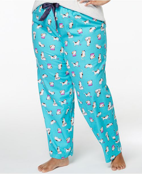 Jenni by Jennifer Moore Plus Size Printed Cotton Pajama Pants .