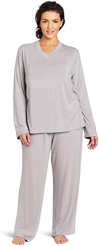Casual Moments Women's Plus Size Pajama Set, V-Neck Top X at .
