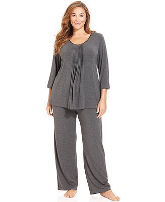 DKNY Plus Size Seven Easy Pieces Top and Long Pajama Pants - Plus .