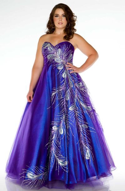 Fabulouss 81765F Iridescent Plus Size Feather Design Ball Gown .