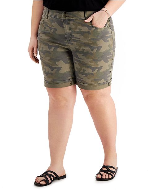 Style & Co Plus Size Camo-Print Bermuda Shorts, Created for .