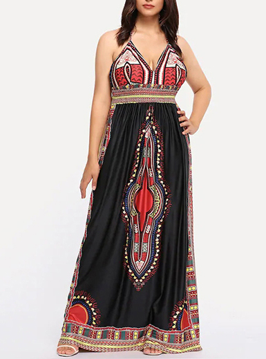 Women's Plus Size Summer Maxi Dress - Halter Neckline / Empire .