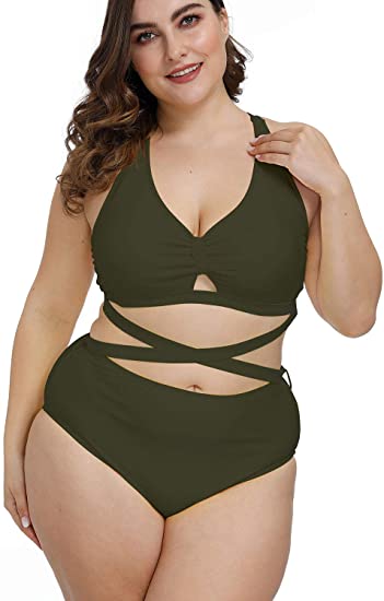Amazon.com: Kisscynest Women's Plus Size Swimwear 2 Piece High .