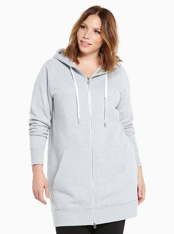 Plus Size - Zip Up Tunic Hoodie - Torr