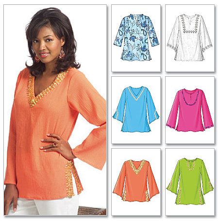 PLUS SIZE TUNIC Top Sewing Pattern - Six Easy Tops Sizes 16-22 .