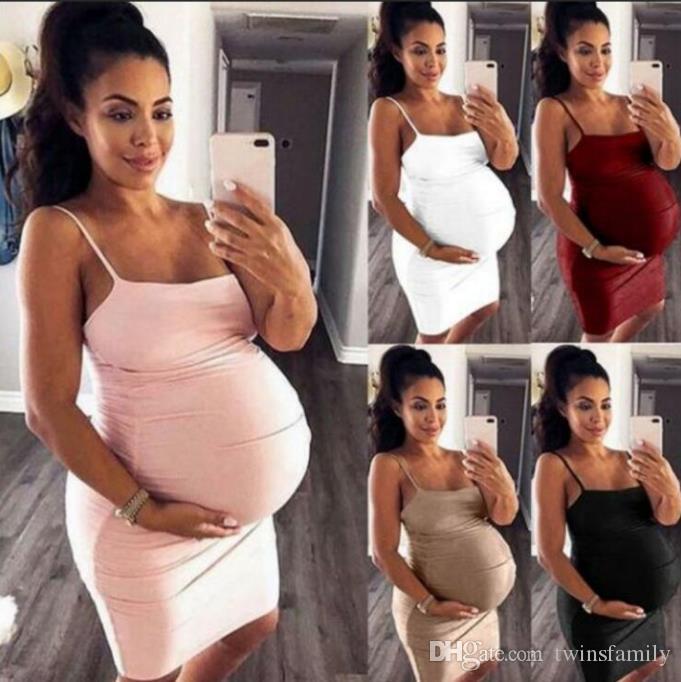2020 Pregnancy Clothes Sleeveless Pregnant Maternity Dress Solid .