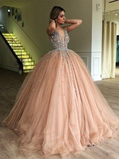 Tulle Simple Ball-Gown Sweep Train Prom Dresses #218657 - lalami