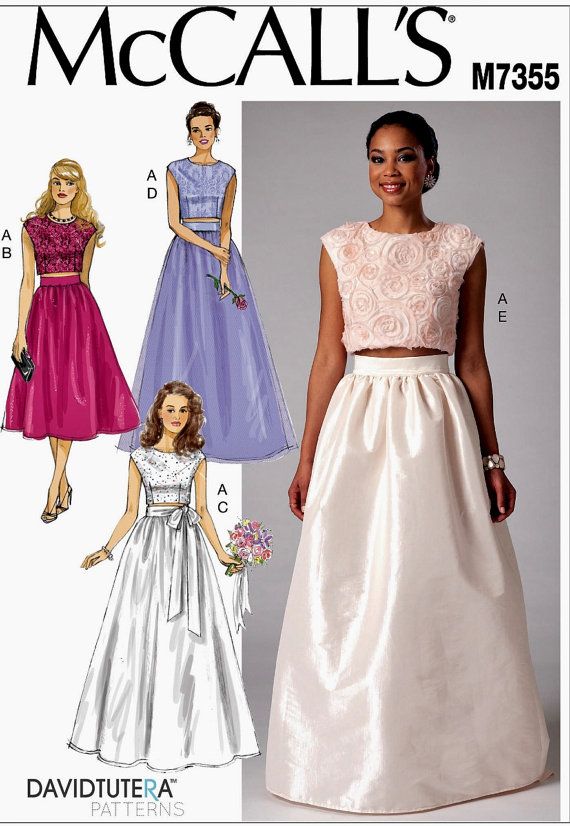 Formal Skirt and Top Pattern, Wedding Gowns Pattern, McCall's .