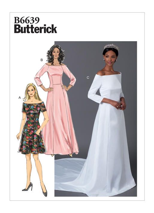 B6639 | Dress sewing patterns, Gown pattern, Wedding dress patter