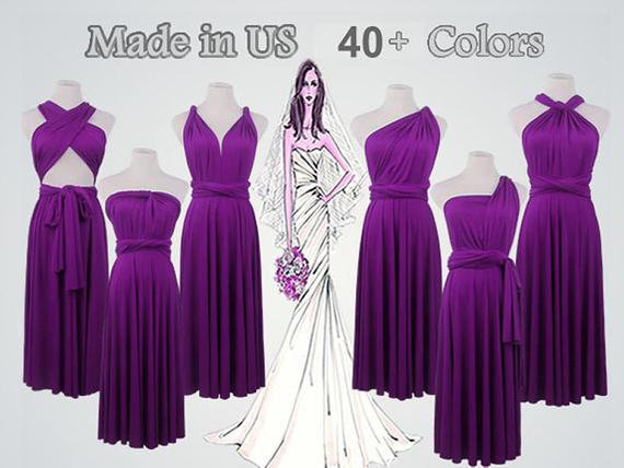 Knee-Length Dress Short Bridesmaid Dress bright purple Dress | Et