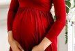 This maternity dress is absolutely stunning! And that deep red .