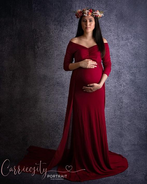 Wine red maternity dress combination - whosedr